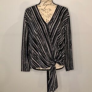 ASTR The Label striped faux wrap knot top M new